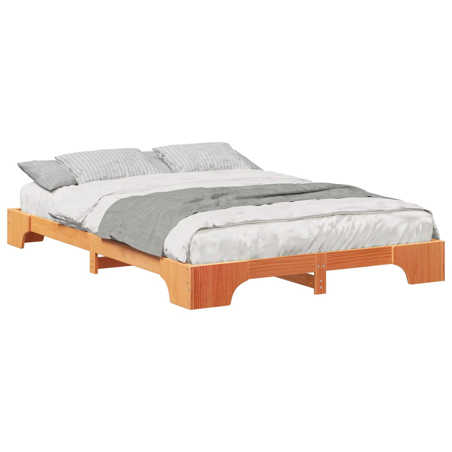 vidaXL Σκελετός Κρεβατιού Καφέ 140 x 210 cm Στερεά ξυλεία πεύκου
