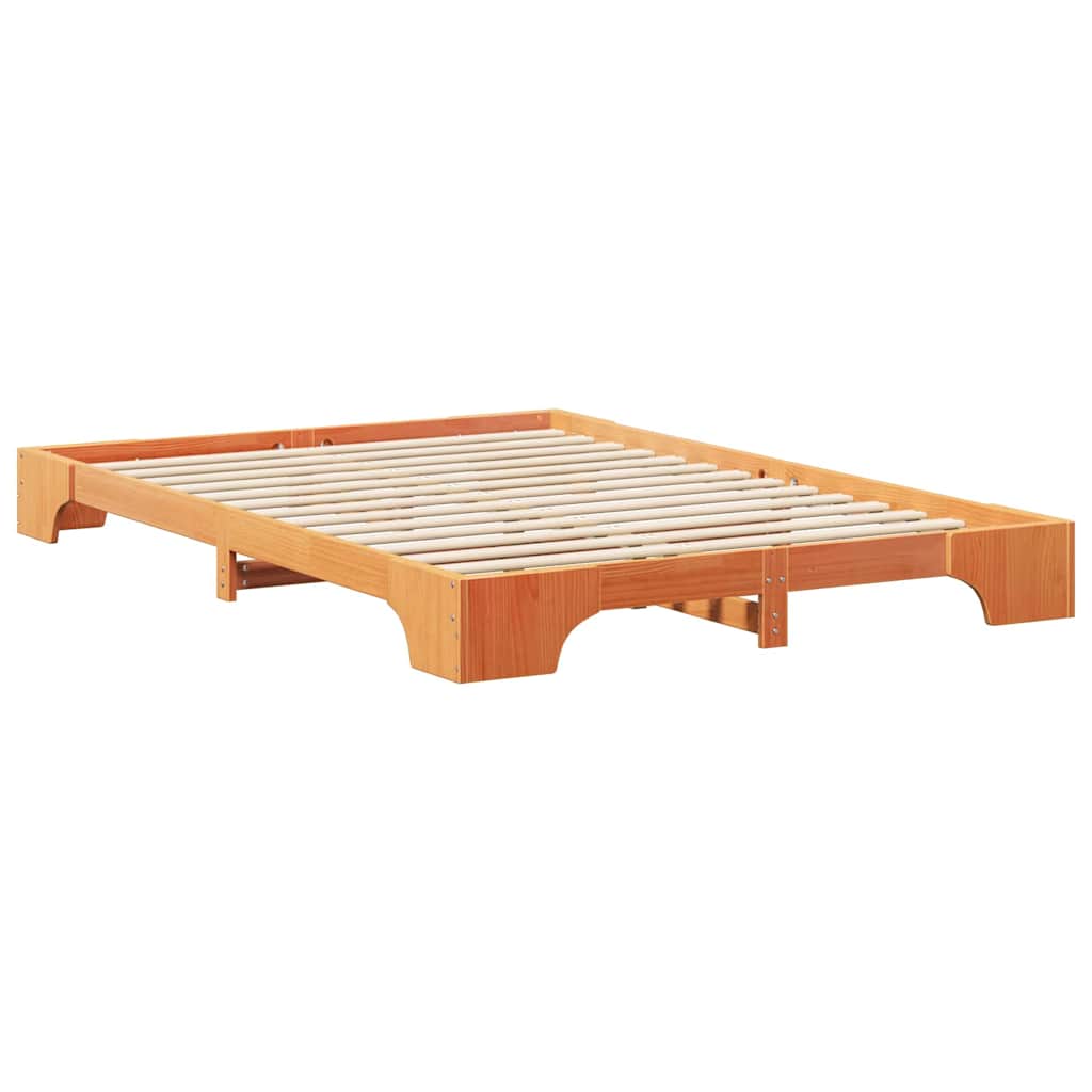 vidaXL Σκελετός Κρεβατιού Καφέ 140 x 210 cm Στερεά ξυλεία πεύκου