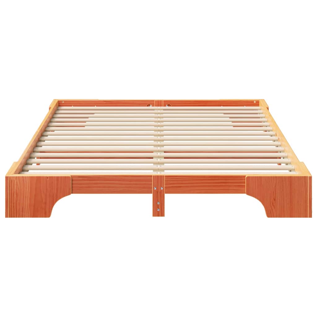 vidaXL Σκελετός Κρεβατιού Καφέ 140 x 210 cm Στερεά ξυλεία πεύκου