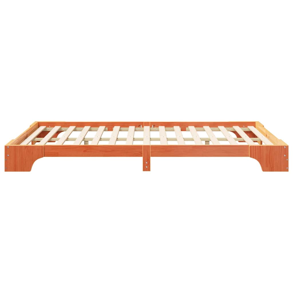 vidaXL Σκελετός Κρεβατιού Καφέ 140 x 210 cm Στερεά ξυλεία πεύκου