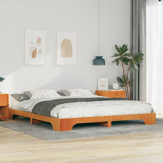 vidaXL Σκελετός Κρεβατιού Καφέ 200 x 210 cm Στερεά ξυλεία πεύκου
