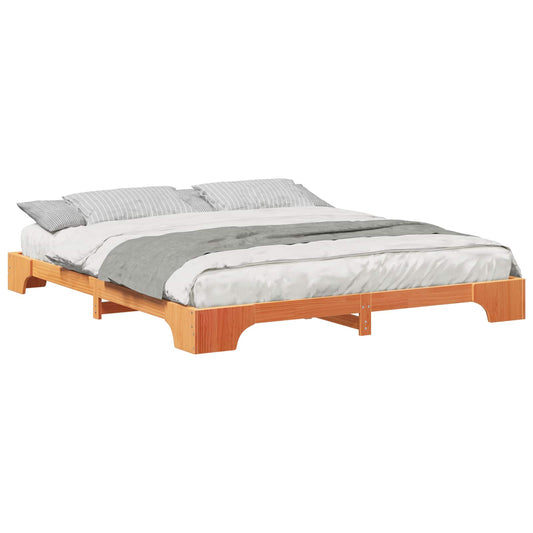 vidaXL Σκελετός Κρεβατιού Καφέ 200 x 210 cm Στερεά ξυλεία πεύκου