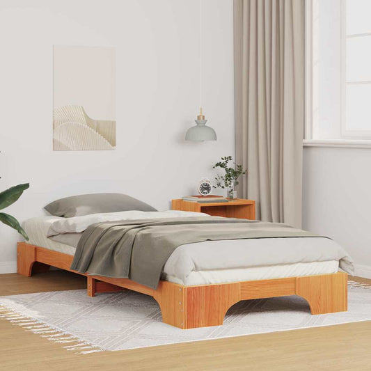 vidaXL Σκελετός Κρεβατιού Καφέ 90 x 220 cm Στερεά ξυλεία πεύκου