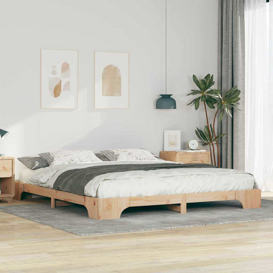 vidaXL Σκελετός Κρεβατιού Καφέ 200 x 220 cm Στερεά ξυλεία πεύκου