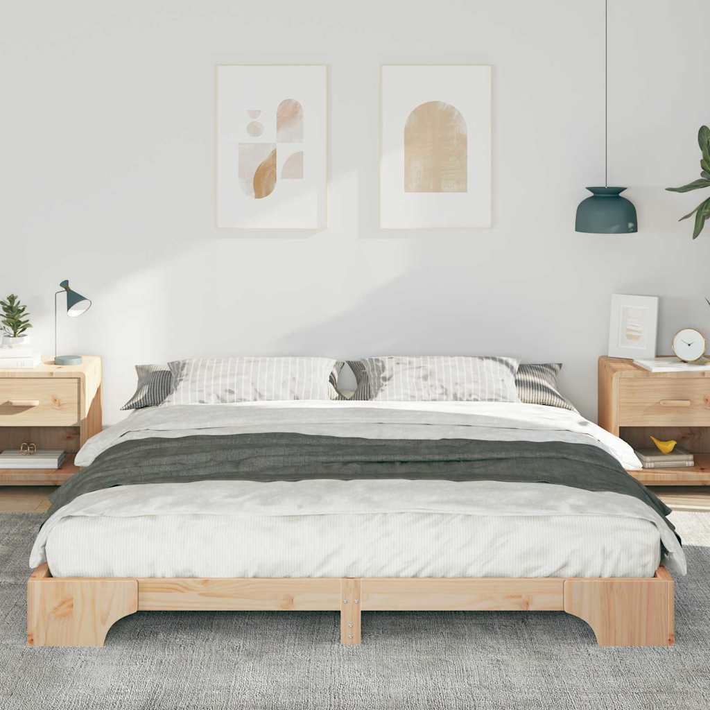vidaXL Σκελετός Κρεβατιού Καφέ 200 x 220 cm Στερεά ξυλεία πεύκου