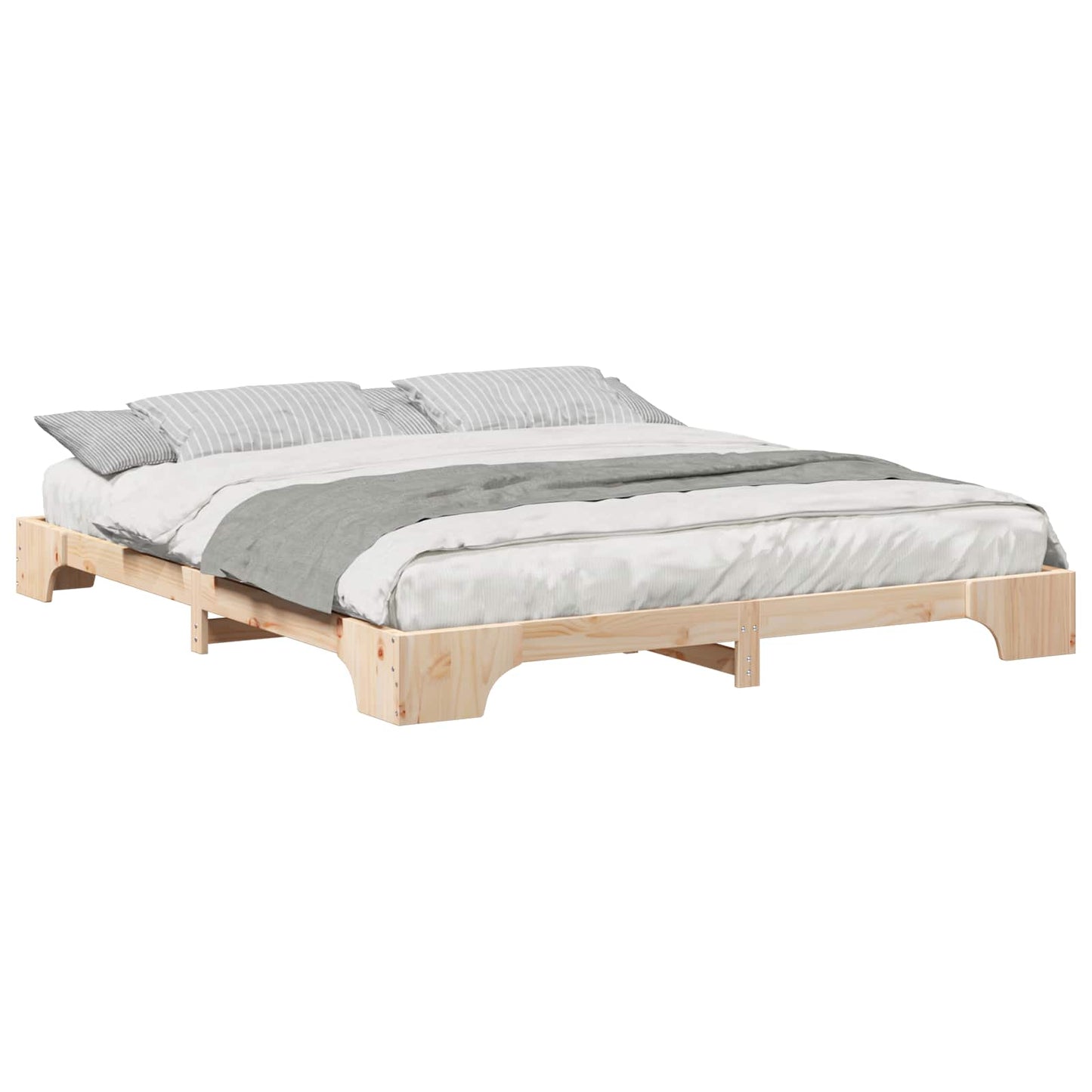 vidaXL Σκελετός Κρεβατιού Καφέ 200 x 220 cm Στερεά ξυλεία πεύκου