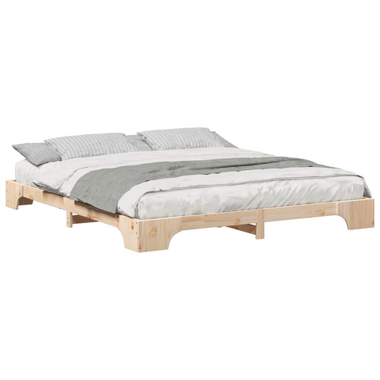 vidaXL Σκελετός Κρεβατιού Καφέ 200 x 220 cm Στερεά ξυλεία πεύκου