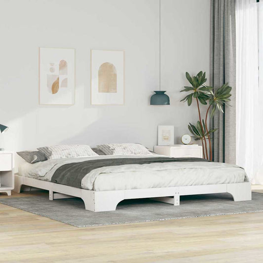 vidaXL Σκελετός Κρεβατιού Λευκό 200 x 220 cm Στερεά ξυλεία πεύκου