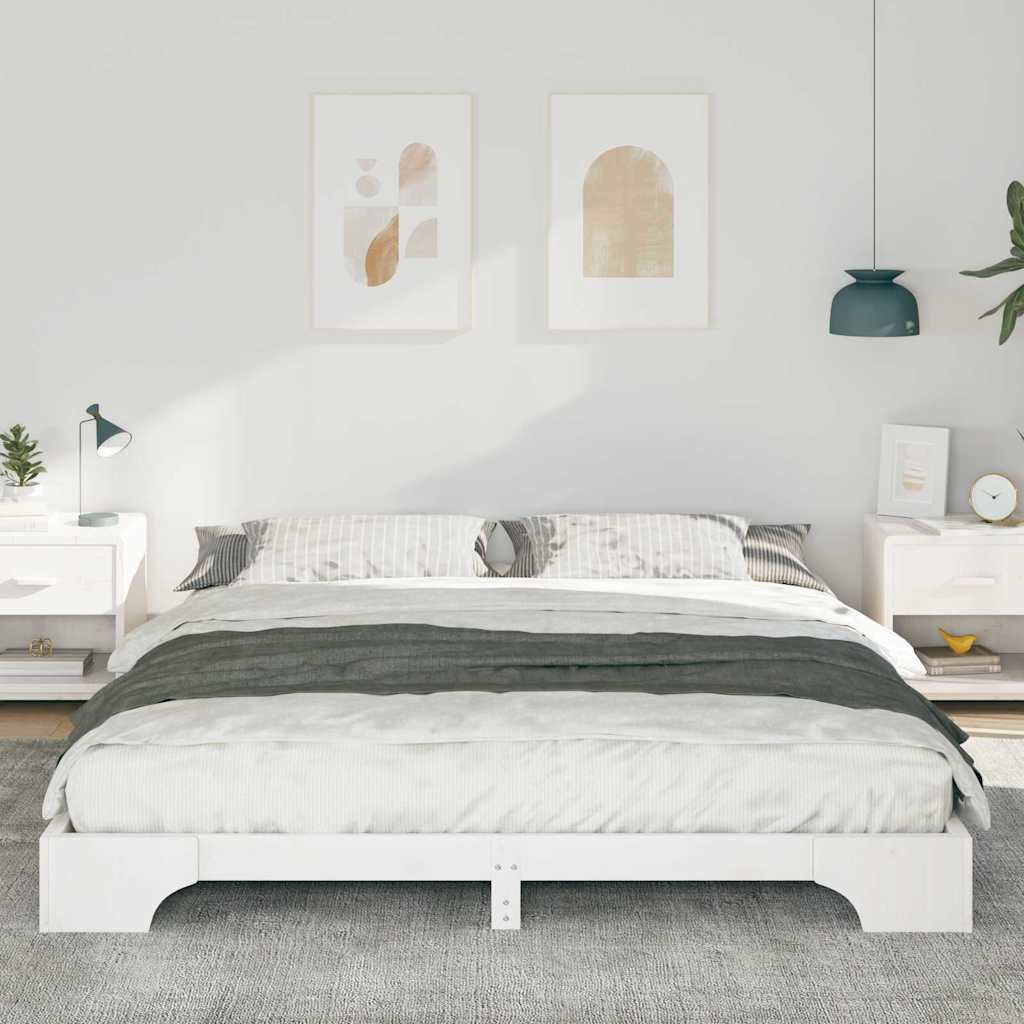 vidaXL Σκελετός Κρεβατιού Λευκό 200 x 220 cm Στερεά ξυλεία πεύκου