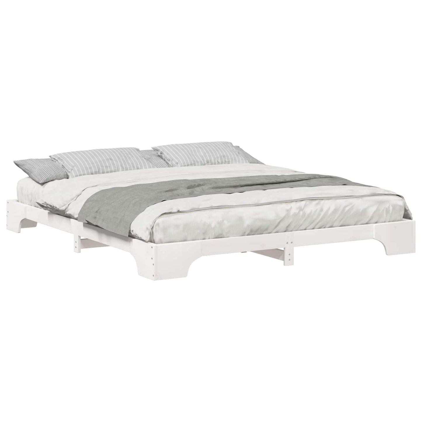 vidaXL Σκελετός Κρεβατιού Λευκό 200 x 220 cm Στερεά ξυλεία πεύκου