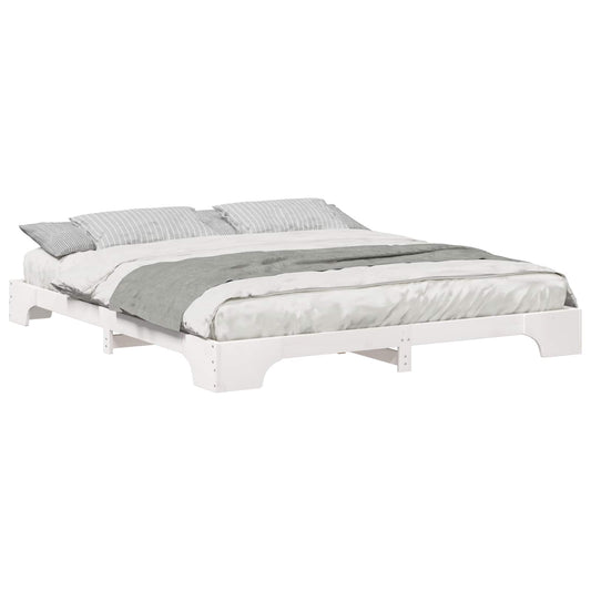 vidaXL Σκελετός Κρεβατιού Λευκό 200 x 220 cm Στερεά ξυλεία πεύκου
