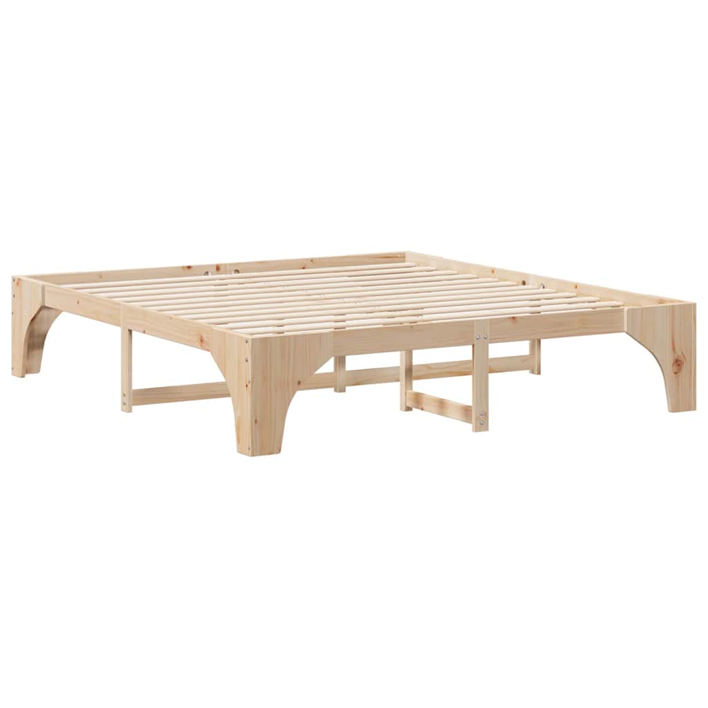 vidaXL Κρεβάτι δαπέδου Καφέ 200 x 200 cm Μασίφ ξύλο πεύκου