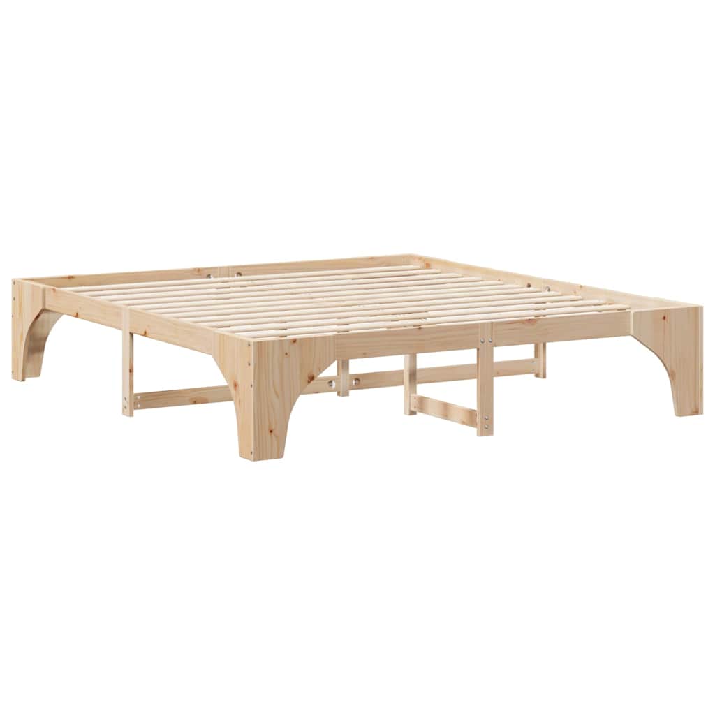 vidaXL Κρεβάτι δαπέδου Καφέ 200 x 200 cm Μασίφ ξύλο πεύκου