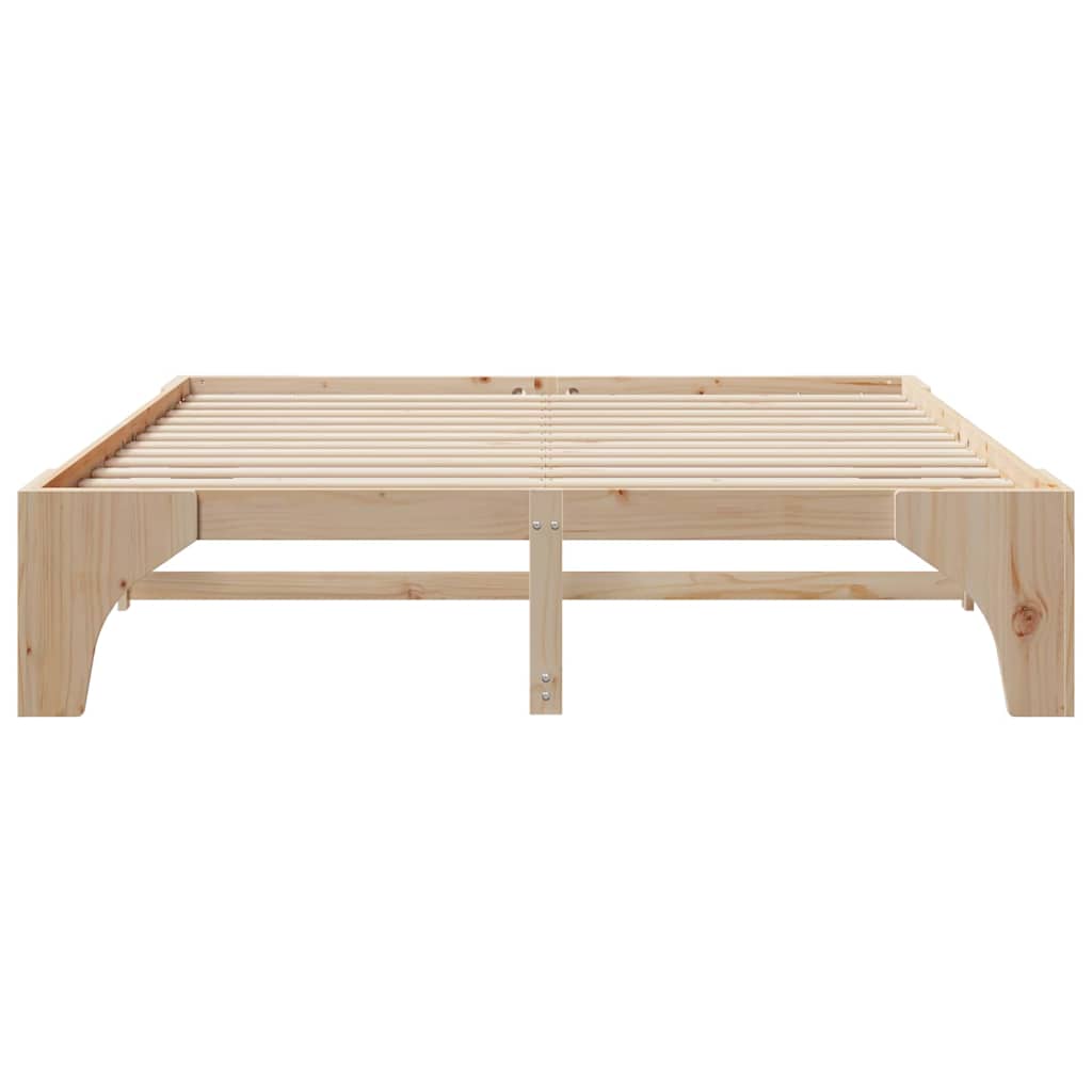 vidaXL Κρεβάτι δαπέδου Καφέ 200 x 200 cm Μασίφ ξύλο πεύκου