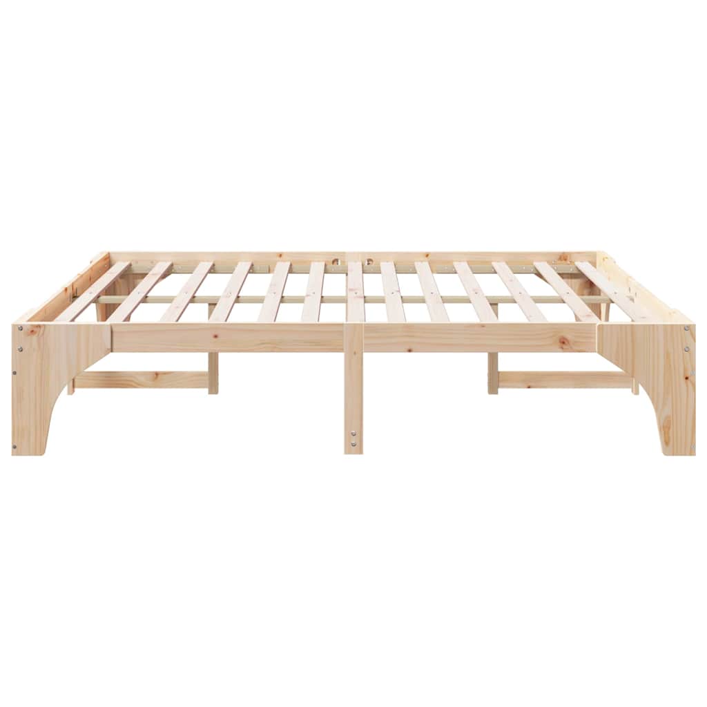 vidaXL Κρεβάτι δαπέδου Καφέ 200 x 200 cm Μασίφ ξύλο πεύκου