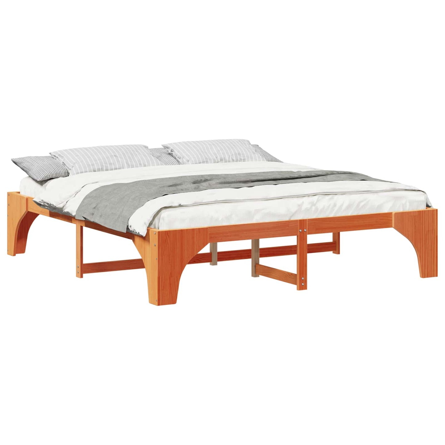 vidaXL Σκελετός Κρεβατιού Καφέ 200 x 200 cm Στερεά ξυλεία πεύκου