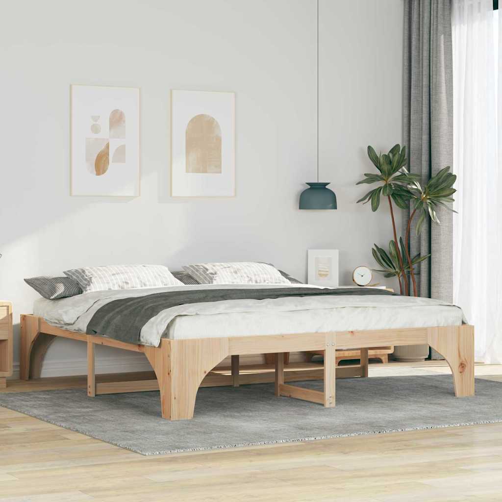vidaXL Σκελετός Κρεβατιού Καφέ 180 x 200 cm Στερεά ξυλεία πεύκου