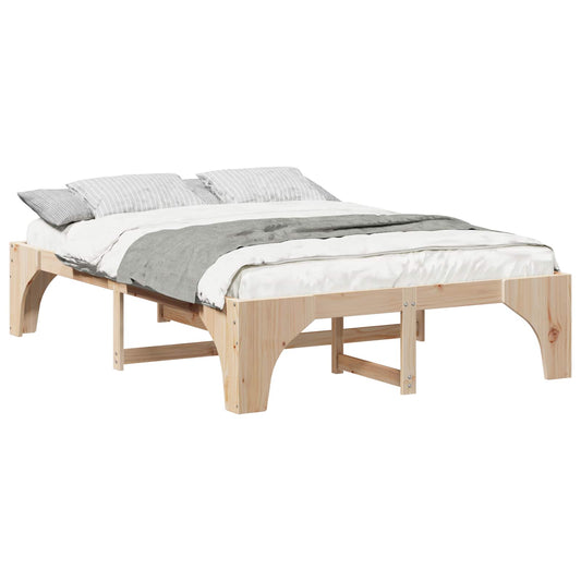 vidaXL Σκελετός Κρεβατιού Καφέ 150 x 200 cm Στερεά ξυλεία πεύκου