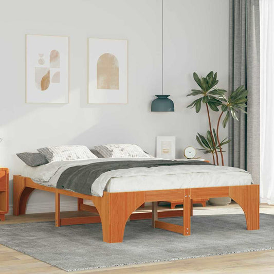 vidaXL Σκελετός Κρεβατιού Καφέ 150 x 200 cm Στερεά ξυλεία πεύκου