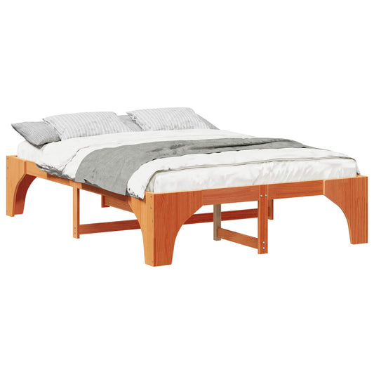 vidaXL Σκελετός Κρεβατιού Καφέ 150 x 200 cm Στερεά ξυλεία πεύκου