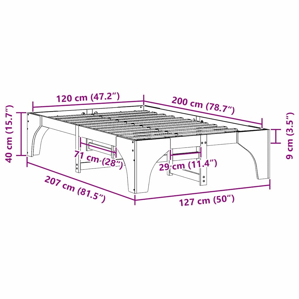 vidaXL Σκελετός Κρεβατιού Λευκό 120 x 200 cm Στερεά ξυλεία πεύκου