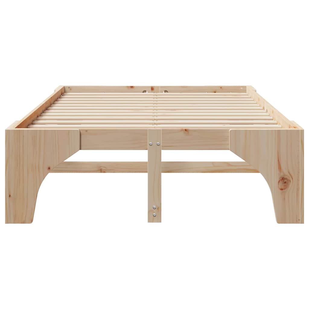 vidaXL Σκελετός Κρεβατιού Καφέ 135 x 190 cm Στερεά ξυλεία πεύκου