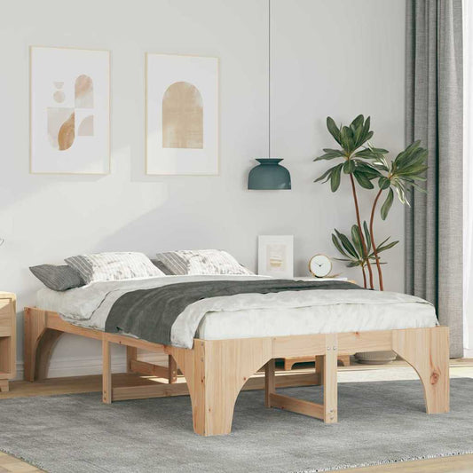 vidaXL Σκελετός Κρεβατιού Καφέ 120 x 190 cm Στερεά ξυλεία πεύκου