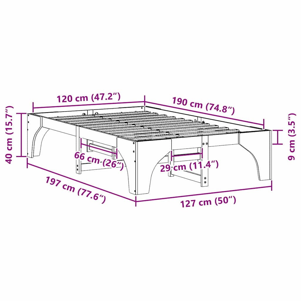 vidaXL Σκελετός Κρεβατιού Λευκό 120 x 190 cm Στερεά ξυλεία πεύκου