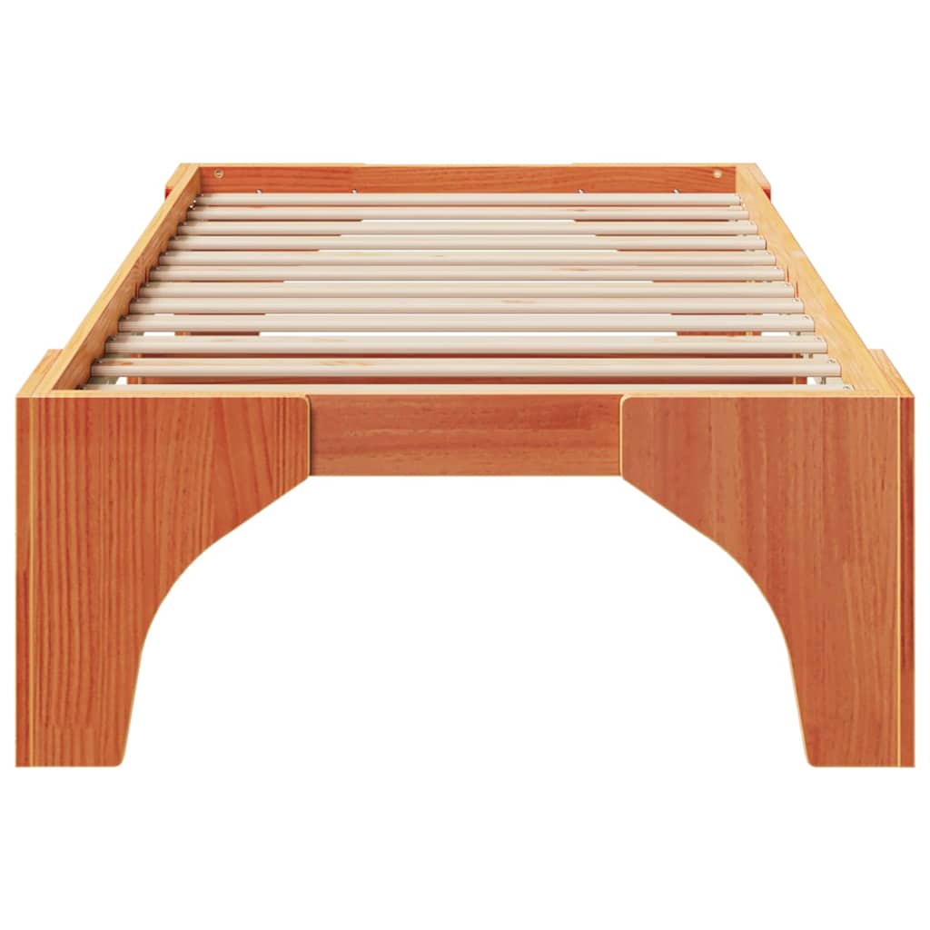 vidaXL Σκελετός Κρεβατιού Καφέ 90 x 200 cm Στερεά ξυλεία πεύκου