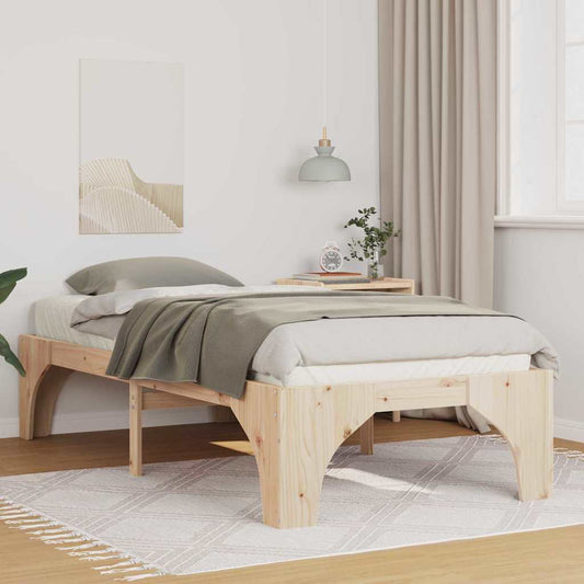 vidaXL Σκελετός Κρεβατιού Καφέ 90 x 190 cm Στερεά ξυλεία πεύκου