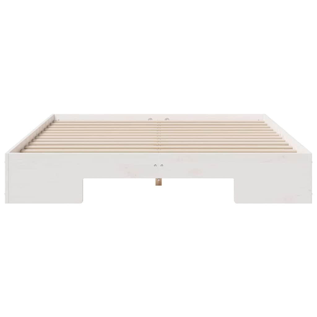 vidaXL Κρεβάτι δαπέδου Λευκό 140 x 200 cm Μασίφ ξύλο πεύκου