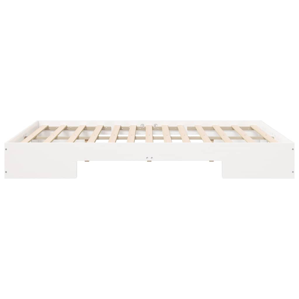 vidaXL Κρεβάτι δαπέδου Λευκό 140 x 200 cm Μασίφ ξύλο πεύκου
