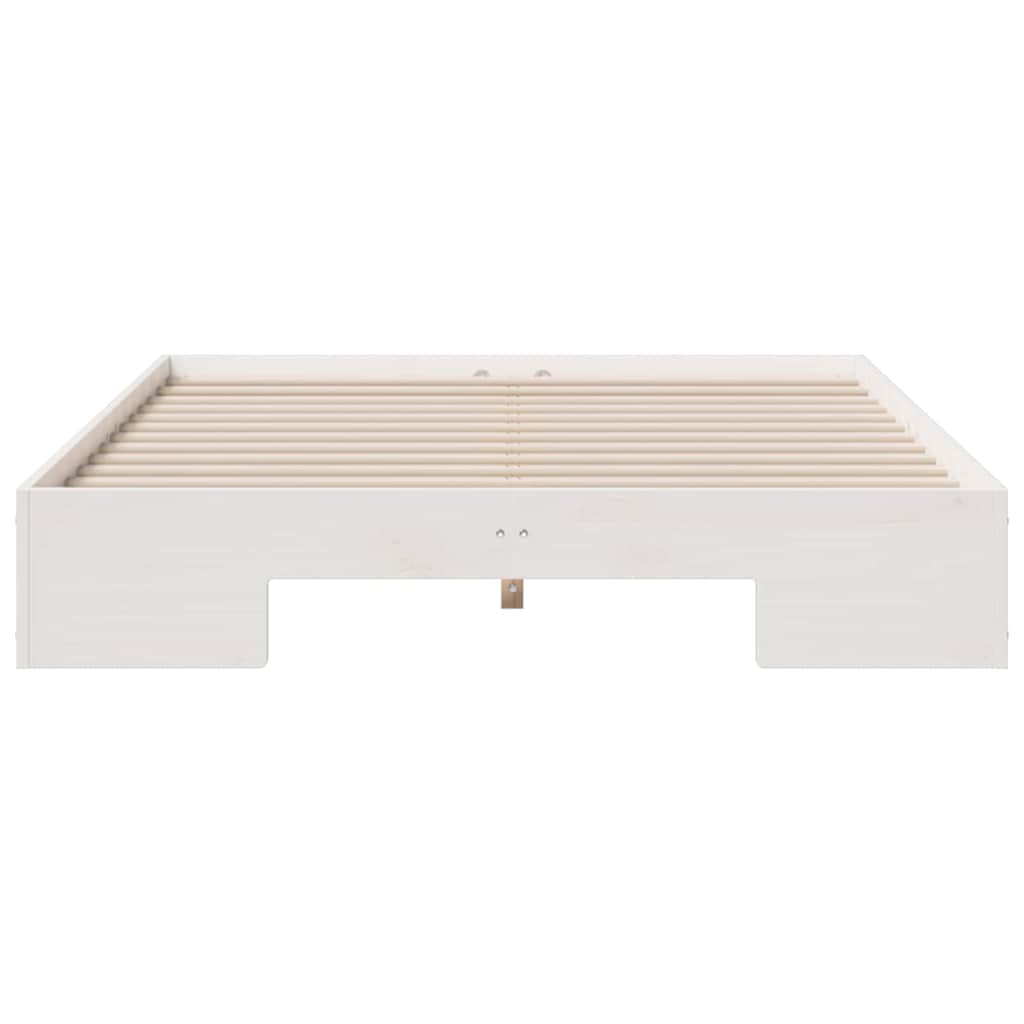 vidaXL Κρεβάτι δαπέδου Λευκό 140 x 190 cm Μασίφ ξύλο πεύκου