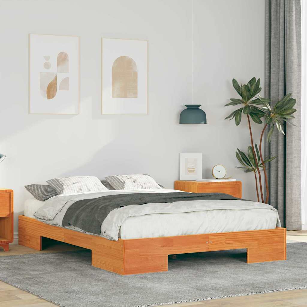 vidaXL Σκελετός Κρεβατιού Καφέ 140 x 190 cm