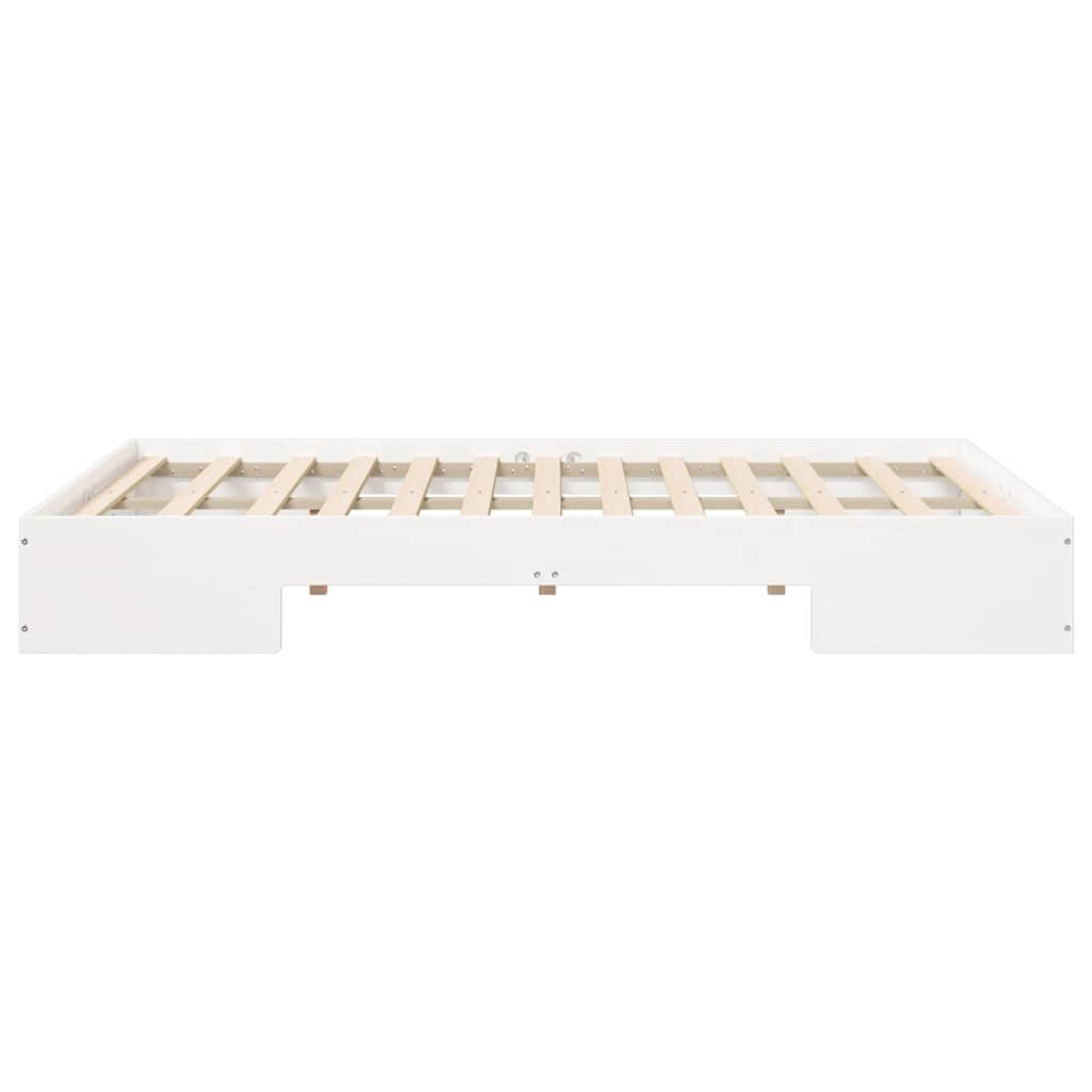 vidaXL Κρεβάτι δαπέδου Λευκό 135 x 190 cm Μασίφ ξύλο πεύκου