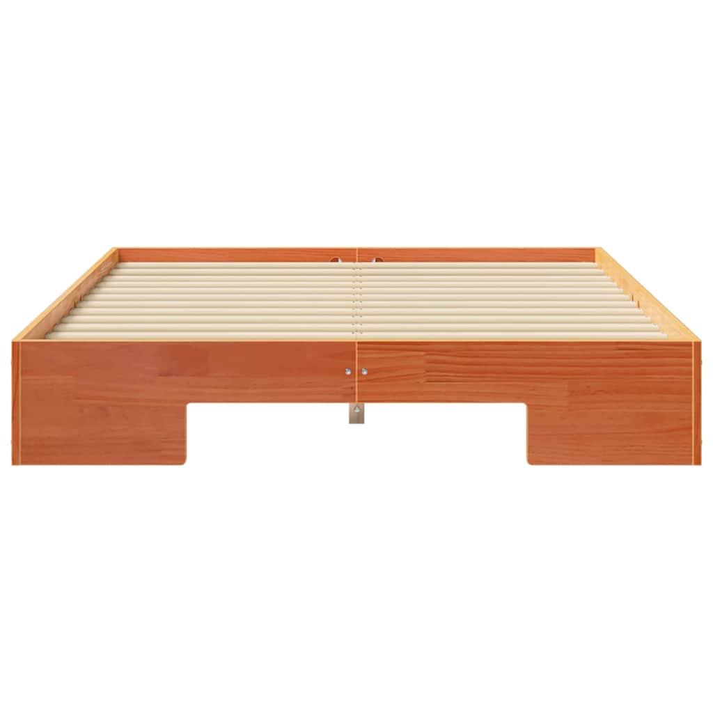 vidaXL Κρεβάτι δαπέδου Καφέ 120 x 190 cm Μασίφ ξύλο πεύκου