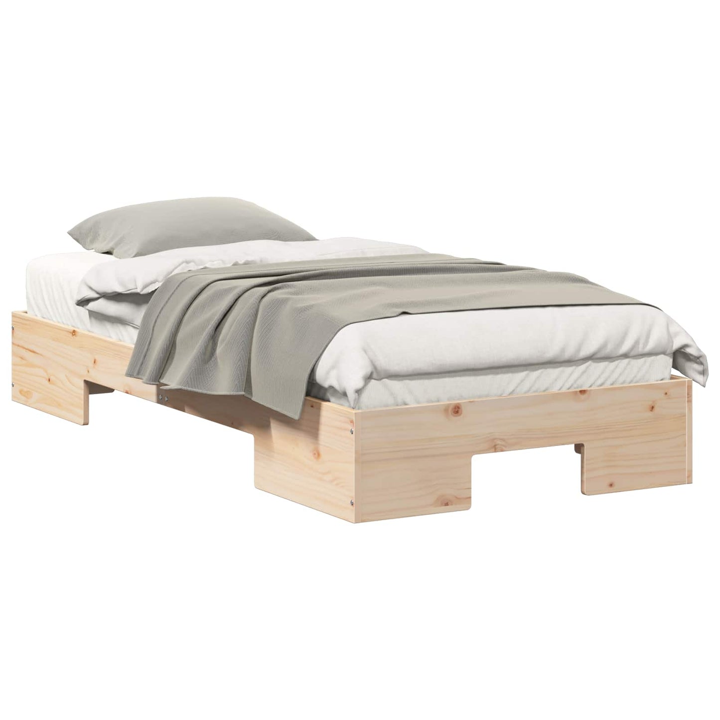vidaXL Κρεβάτι δαπέδου Καφέ 100 x 200 cm Μασίφ ξύλο πεύκου