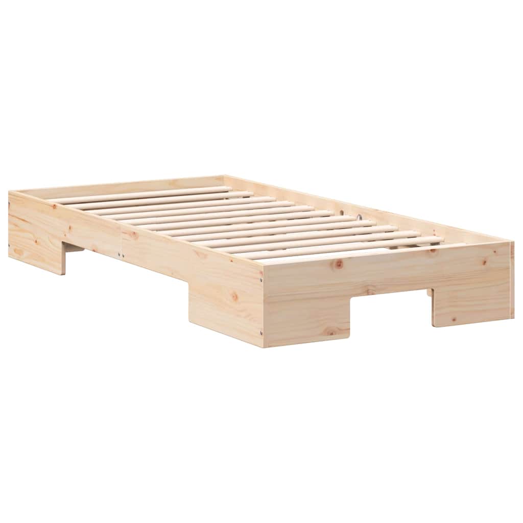 vidaXL Κρεβάτι δαπέδου Καφέ 100 x 200 cm Μασίφ ξύλο πεύκου