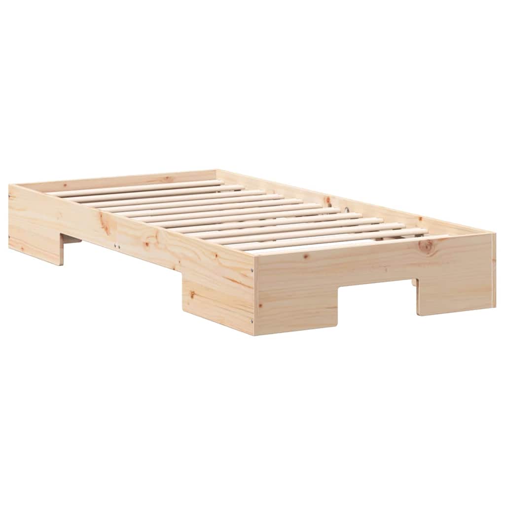 vidaXL Κρεβάτι δαπέδου Καφέ 100 x 200 cm Μασίφ ξύλο πεύκου