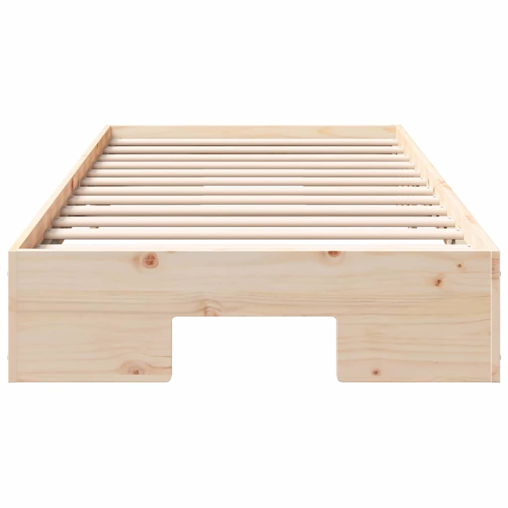 vidaXL Κρεβάτι δαπέδου Καφέ 100 x 200 cm Μασίφ ξύλο πεύκου