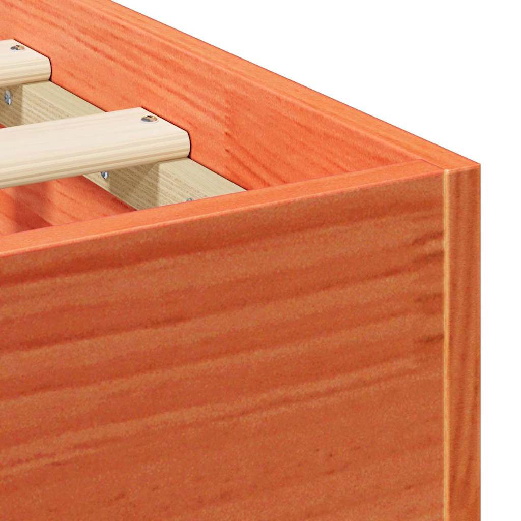 vidaXL Κρεβάτι δαπέδου Καφέ 90 x 200 cm Μασίφ ξύλο πεύκου