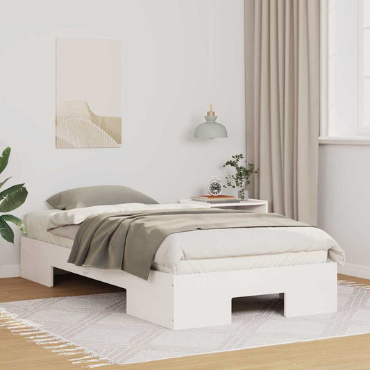 vidaXL Κρεβάτι δαπέδου Λευκό 75 x 190 cm Μασίφ ξύλο πεύκου