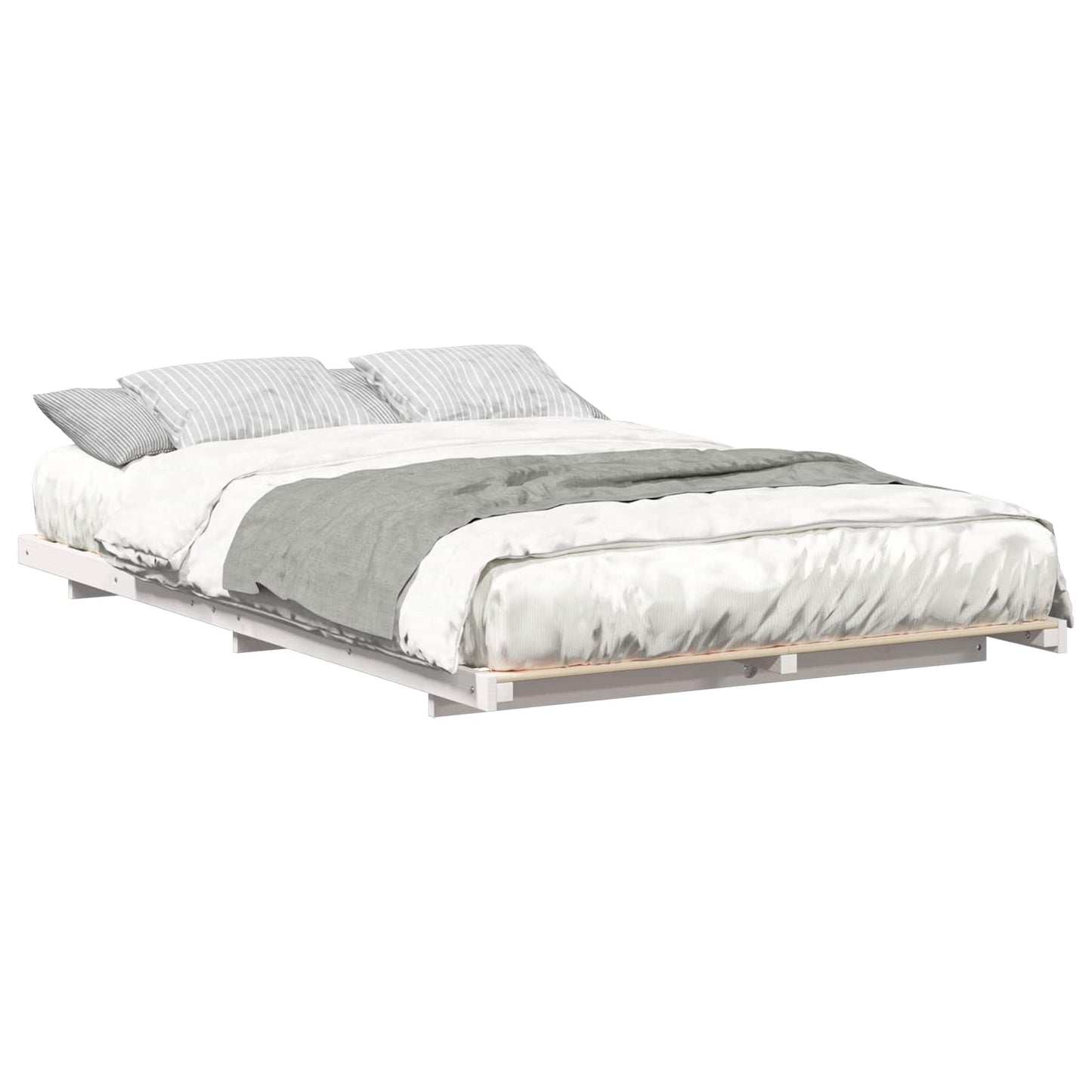 vidaXL Σκελετός Κρεβατιού Λευκό 140 x 190 cm Στερεά ξυλεία πεύκου