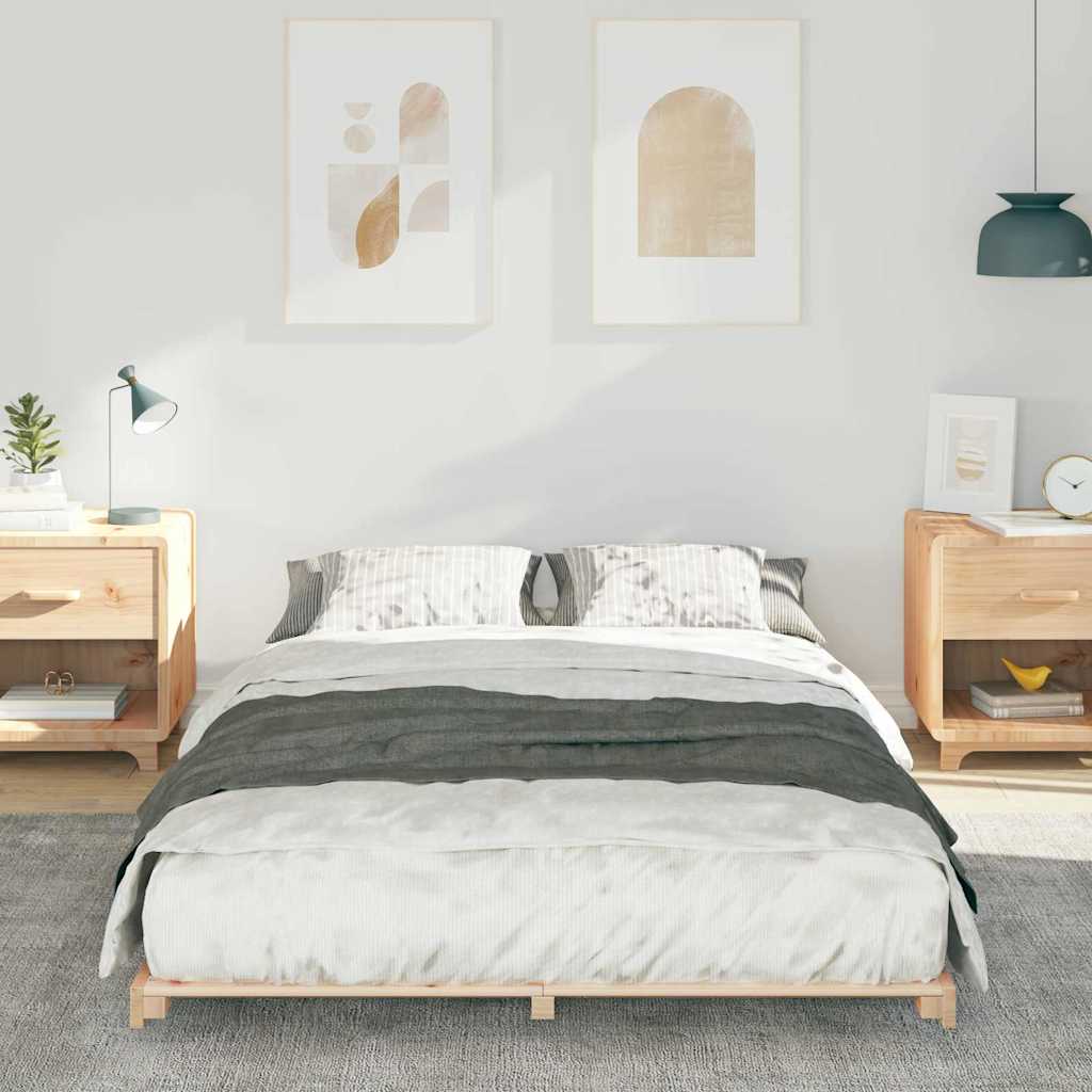 vidaXL Σκελετός Κρεβατιού Καφέ 135 x 190 cm Στερεά ξυλεία πεύκου