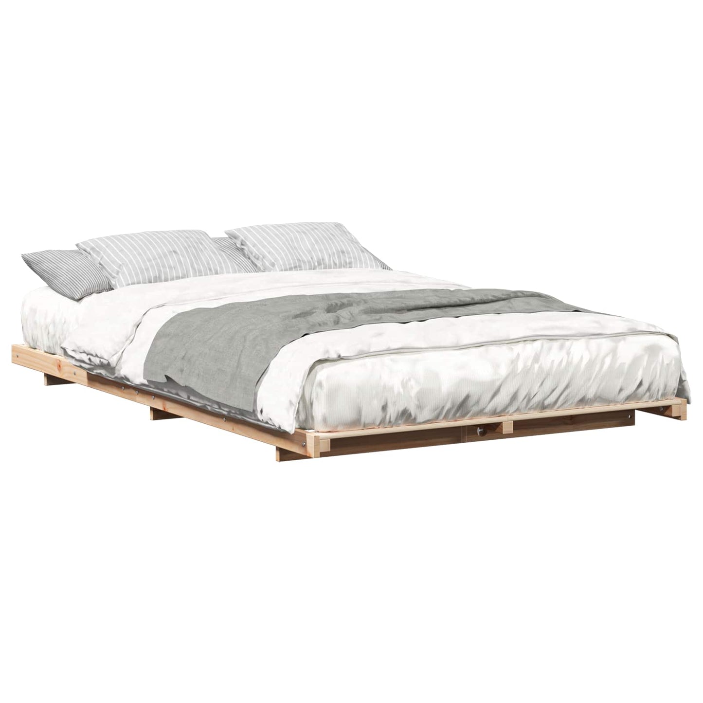 vidaXL Σκελετός Κρεβατιού Καφέ 135 x 190 cm Στερεά ξυλεία πεύκου