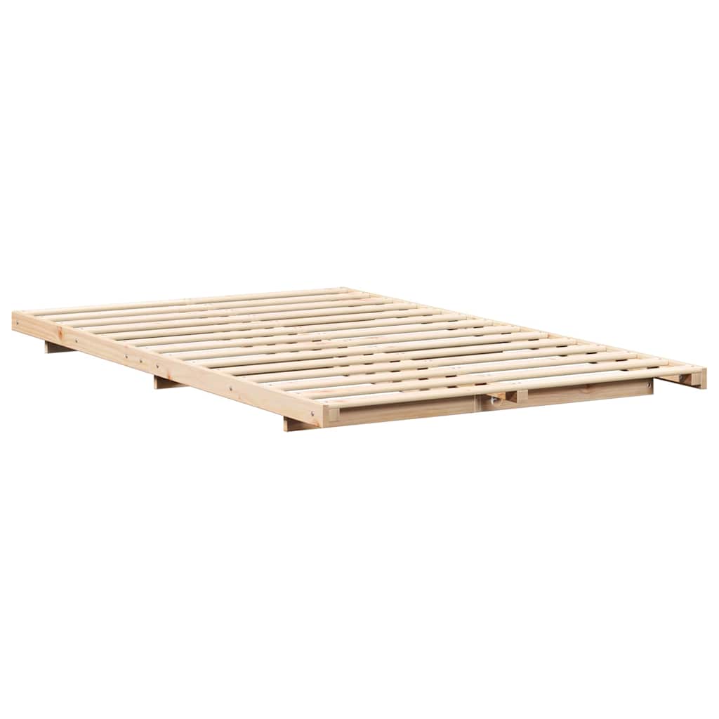 vidaXL Σκελετός Κρεβατιού Καφέ 135 x 190 cm Στερεά ξυλεία πεύκου