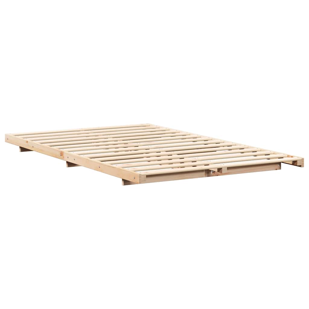 vidaXL Σκελετός Κρεβατιού Καφέ 135 x 190 cm Στερεά ξυλεία πεύκου