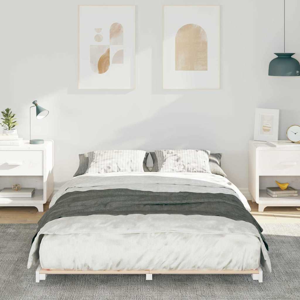 vidaXL Σκελετός Κρεβατιού Λευκό 135 x 190 cm Στερεά ξυλεία πεύκου