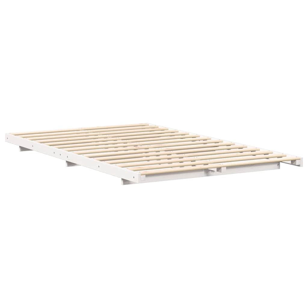 vidaXL Σκελετός Κρεβατιού Λευκό 135 x 190 cm Στερεά ξυλεία πεύκου