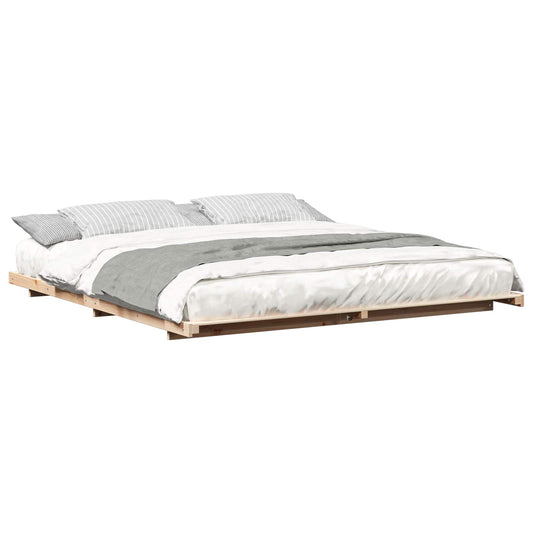 vidaXL Σκελετός Κρεβατιού Καφέ 200 x 210 cm Στερεά ξυλεία πεύκου